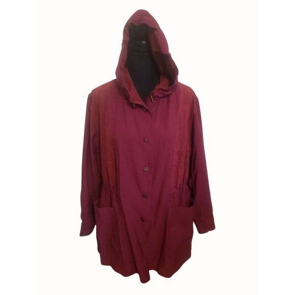 Coldwater Creek Women's Lightweight Hooded Jacket Maroon Size PXL - Picture 2 of 7